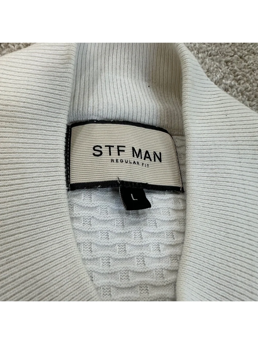 STF MAN White Full Zip Sweater Jacket